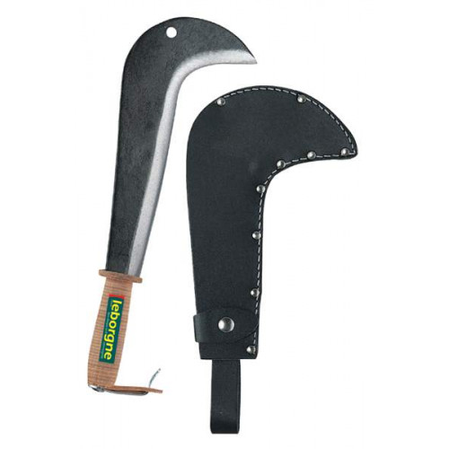 Serpe chasseur - 20 cm avec étui en cuir - manche cuir - Leborgne