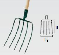 Fourche à fumier douille 5 dents 30cm sans manche