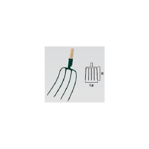 Fourche fumier 4 dents douille - 22 cm - sans manche - Leborgne