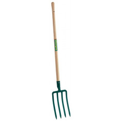 Fourche à bêcher douille 4 dents - 30 cm - manche pomme en bois certifié PEFC 100% de marque Leborgne, référence: J571500