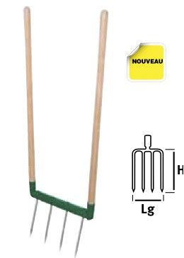 Leborgne Biogrif NaturOvert 4 dents interchangeables manche bois certifié PEFC 100% - vue 2