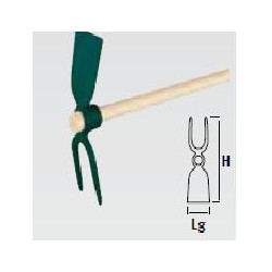 Serfouette forgée Duopro panne et fourche - 30 cm - manche bois 130cm certifié PEFC - Leborgne