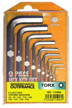 Coffret de 9 clés Torx en chrome Outifrance
