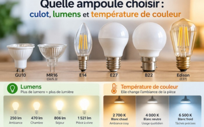 Quelle ampoule choisir : culot, lumens et température de couleur