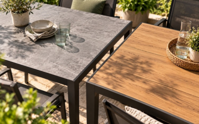 Plateau de table de jardin : HPL, céramique, verre ou bois ?